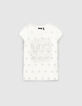 Girls&rsquo; white star embroidered tulle mixed-fabric T-shirt-1