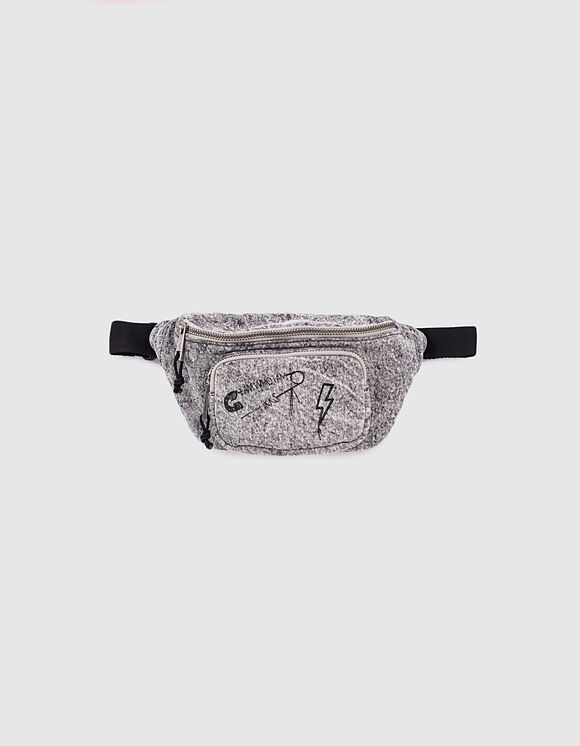 Boys’ bleached grey rock print waist bag