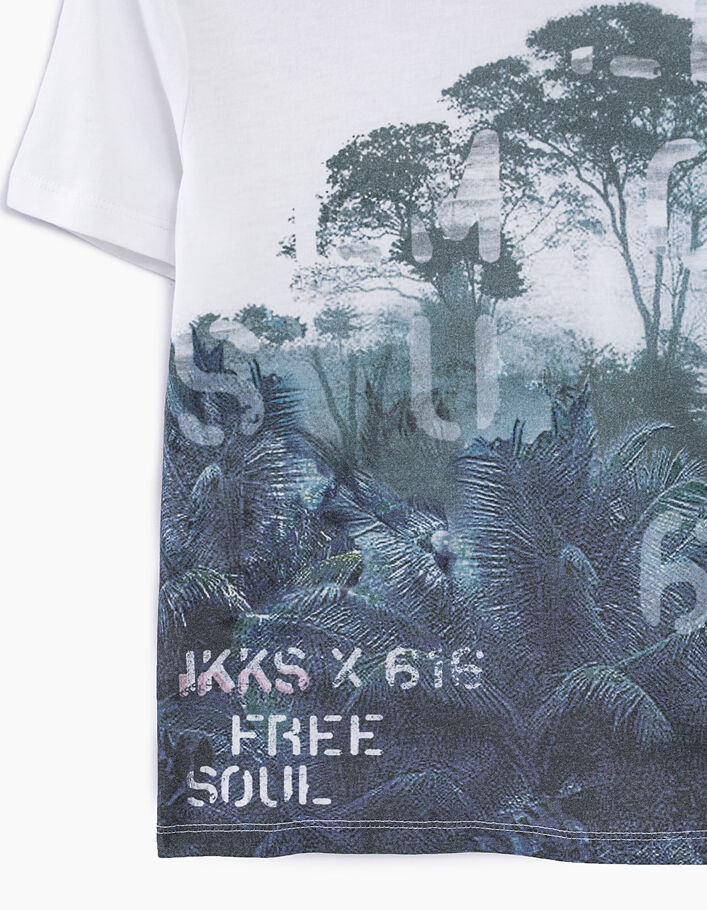 Optisch wit T-shirt jungle-opdruk jongens  - IKKS