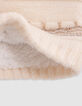 Ecru lurex gestreifte pelzige Baby Mädchen Snood-4