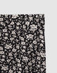 Schwarzer M&auml;dchenhosenrock mit Blumenprint-2