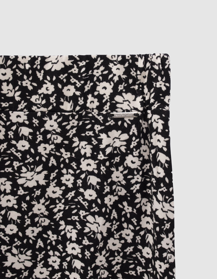 Schwarzer M&auml;dchenhosenrock mit Blumenprint-2