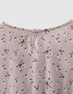 Girls’ violet micro-flower print cropped blouse-5