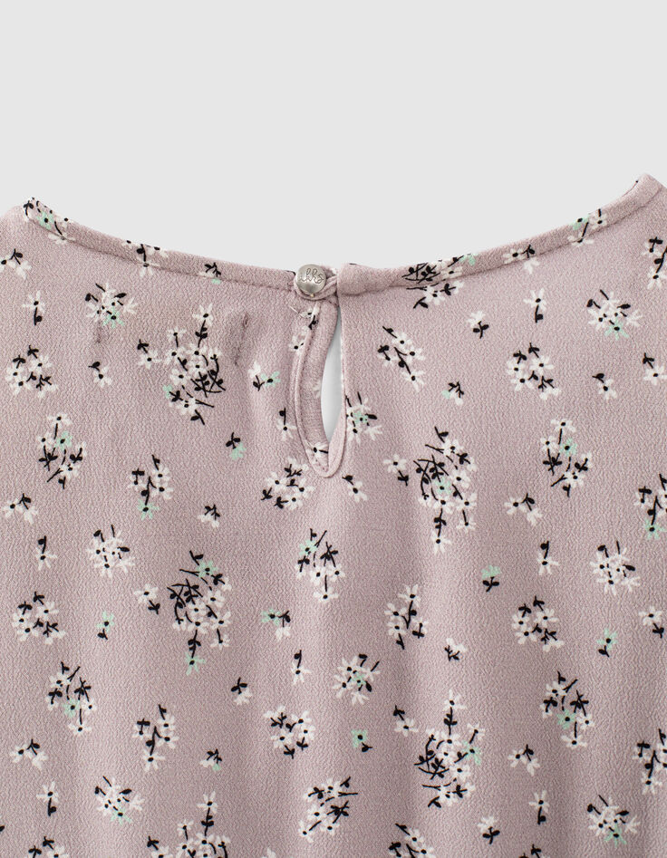 Girls’ violet micro-flower print cropped blouse-5 Girls’ violet micro-flower print cropped blouse-5