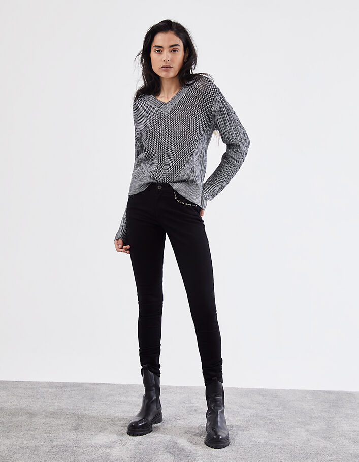 Women’s black mid-high waist sculpt-up slim jeans-2