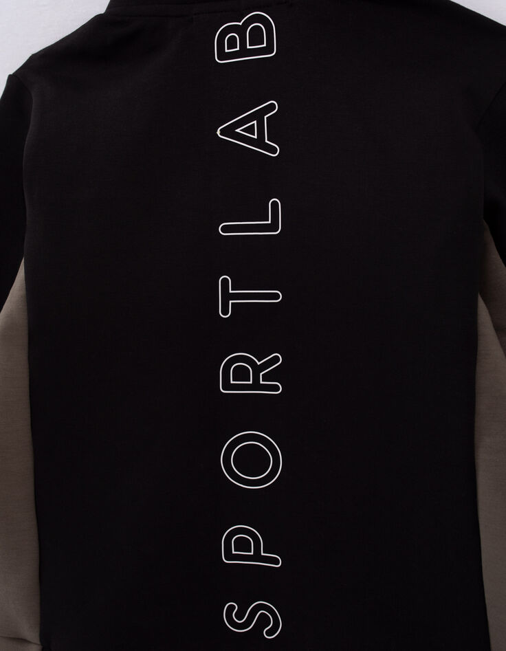 Sportvest zwart en grijs kap twee materialen jongens -6