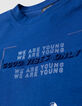 Camiseta azul algod&oacute;n surf y mensaje en relieve ni&ntilde;o-5