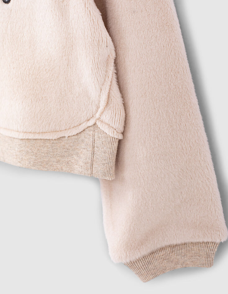 Sandfarben meliertes M&auml;dchen-Sweatshirt mit Message-5