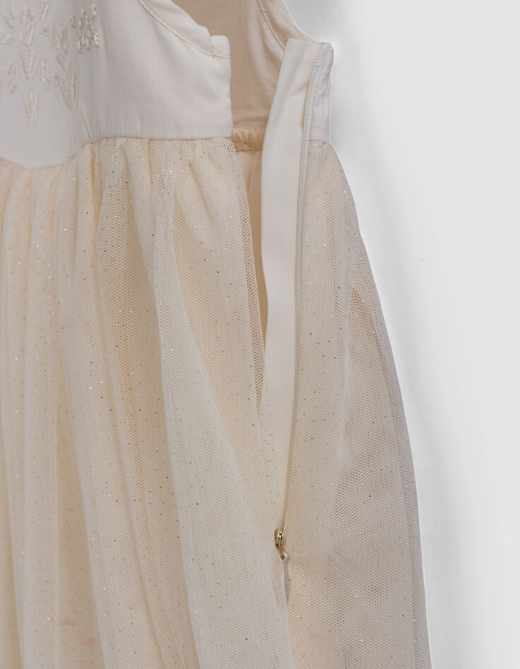 Robe-tutu écrue bi-matière brodée fille-5