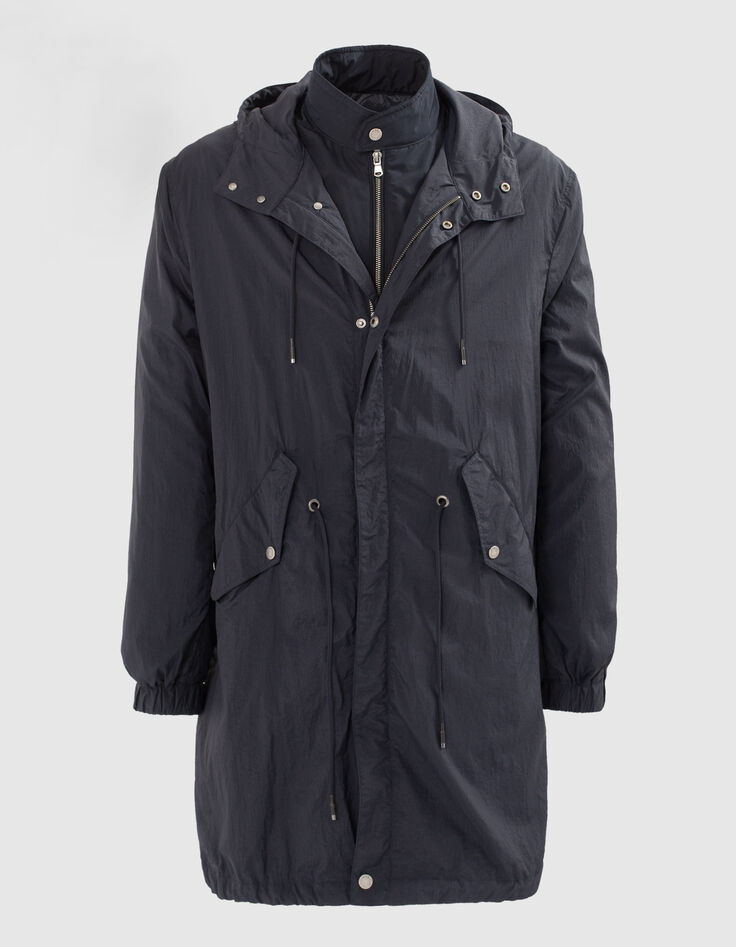 Men’s navy nylon parachute-style 2-in-1 parka-6
