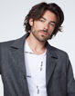 Manteau gris souris à chevrons à capuche Homme-6