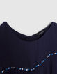 Marineblaues Mädchenkleid aus Krepp mit Atebas-Stickerei-2