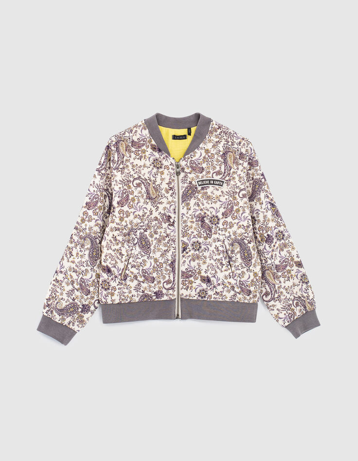 Girls’ ecru paisley print Ecovero® bomber jacket-1