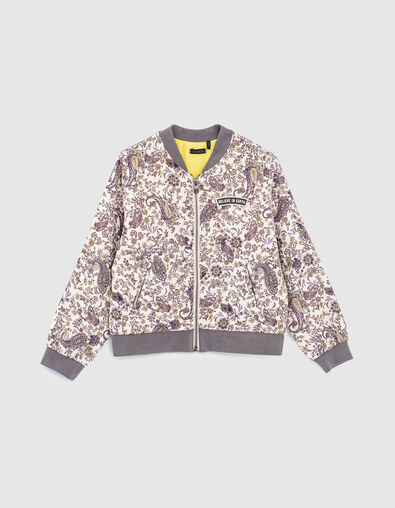 Girls’ ecru paisley print Ecovero® bomber jacket - IKKS