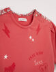 Sudadera rojo bimaterial estampado espalda bebé niña-4