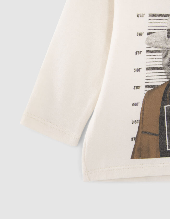T-shirt écru coton bio visuel chat-gangster bébé garçon-5