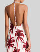 Lange ecru jurk palmprint Dames-5
