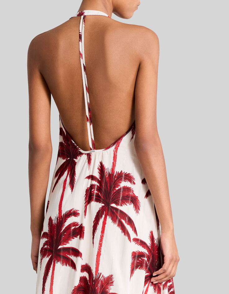 Lange ecru jurk palmprint Dames-5
