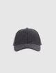 Anthracite wool cap with embroidered logo for men-5
