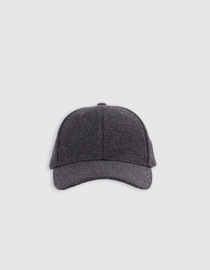Anthracite wool cap with embroidered logo for men-5