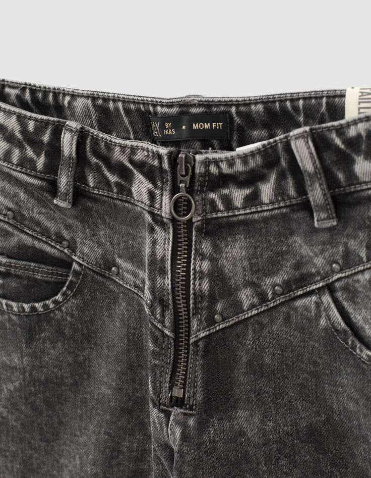 Light grey mom jeans rits en studs meisjes-2