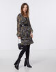 Metallic floral print voile dress with lace neckline-6