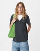 Tee-shirt col V gris maxi visuel dos Femme-2