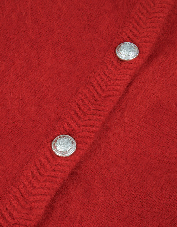 Cardigan rouge tricot mousseux 100% laine Femme-9