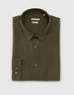 Men&rsquo;s khaki organic cotton voile SLIM shirt-2