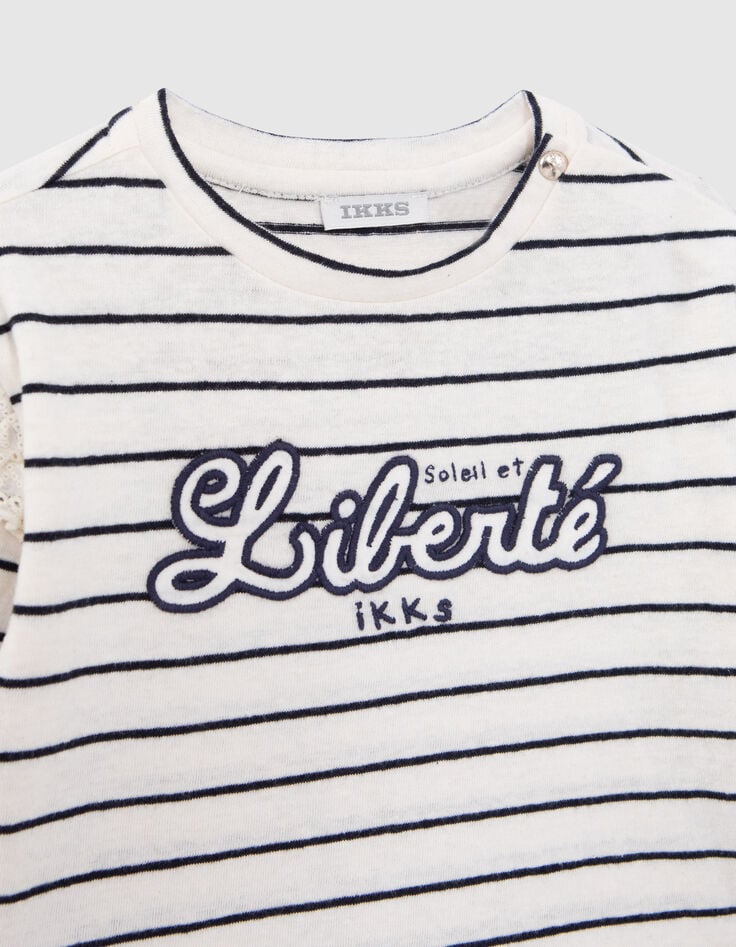 T-shirt marini&egrave;re &eacute;cru message brod&eacute; b&eacute;b&eacute; fille-2