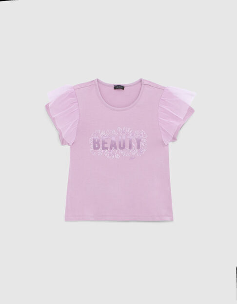 Mädchen-T-Shirt mit Schriftzug und Tüllärmeln - IKKS