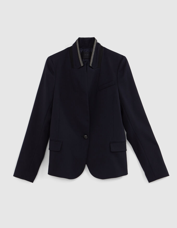 Women’s navy suit jacket with decorative braid-5