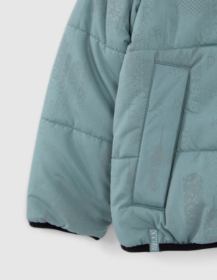 Plumas reversible verde o gris reflectante niño-5