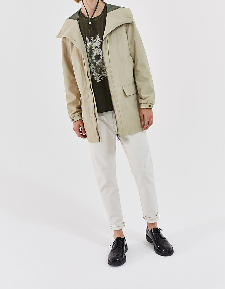 Parka beige clair à capuche en nylon Homme-6 Parka beige clair à capuche en nylon Homme-6