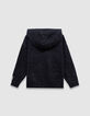 Jersey capucha negro punto jaspeado insignia cifra niño-3