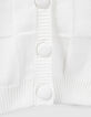 Girls&rsquo; off-white chenille knit checkerboard cardigan-5