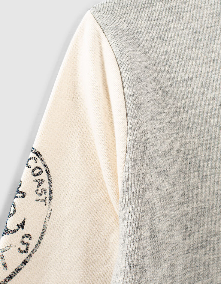 Boys’ grey marl sweatshirt with ecru sleeves-6