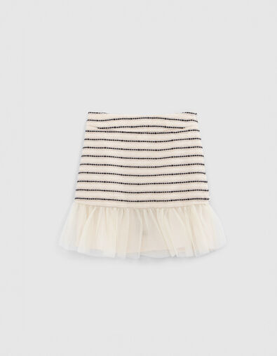 Cremeweißer Mädchenrock mit Streifenjacquard - IKKS