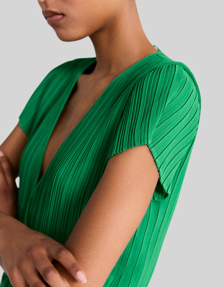 Muntgroene jumpsuit geplooid Dames-4