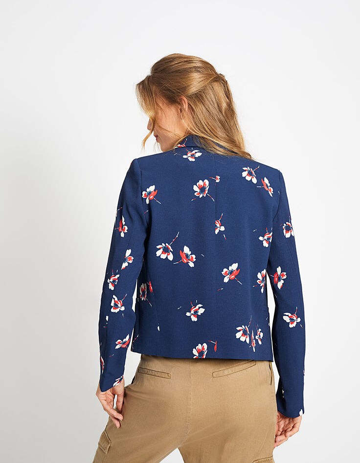 Veste courte de costume marine imprimé floral I.Code-4 Veste courte de costume marine imprimé floral I.Code-4