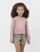 Sweat rose maxi œil-soleil et dessins pailletés fille-2