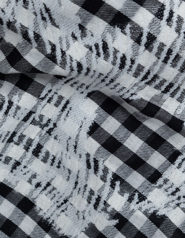 Mujer jacquard negro de cuadros estampado de calaveras bufanda-5