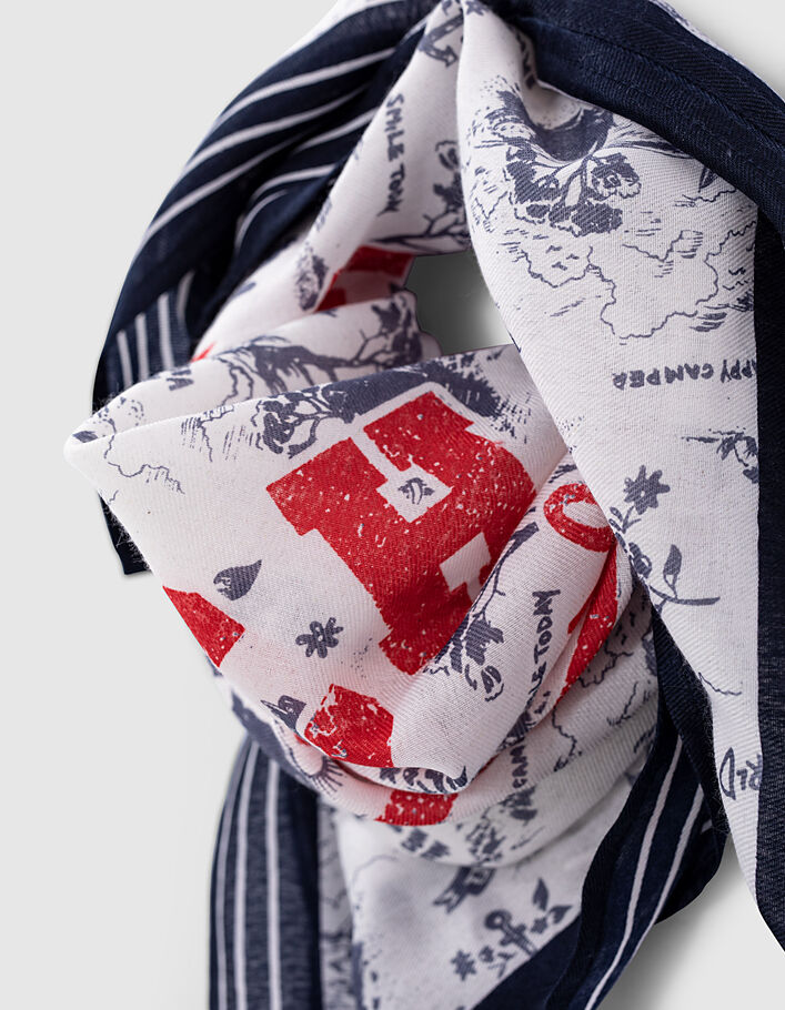 Vierkante ecru sjaal toile de Jouy-print meisjes - IKKS