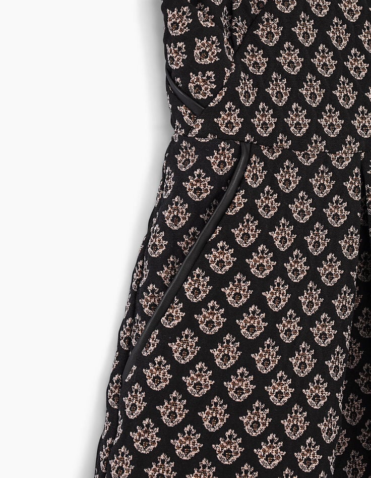 Vestido-patinadora negro jacquard efecto brocado copper-5