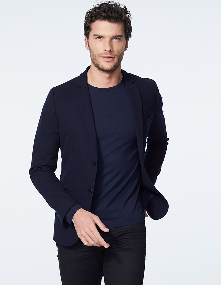 Veste marine avec parmenture à capuche WATER REPELLENT Homme-5