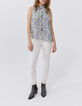 Women’s ecru ikat diamond print top with tie on back-6