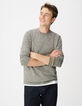 Pull manches longues kaki tricot moulin&eacute; Homme-5