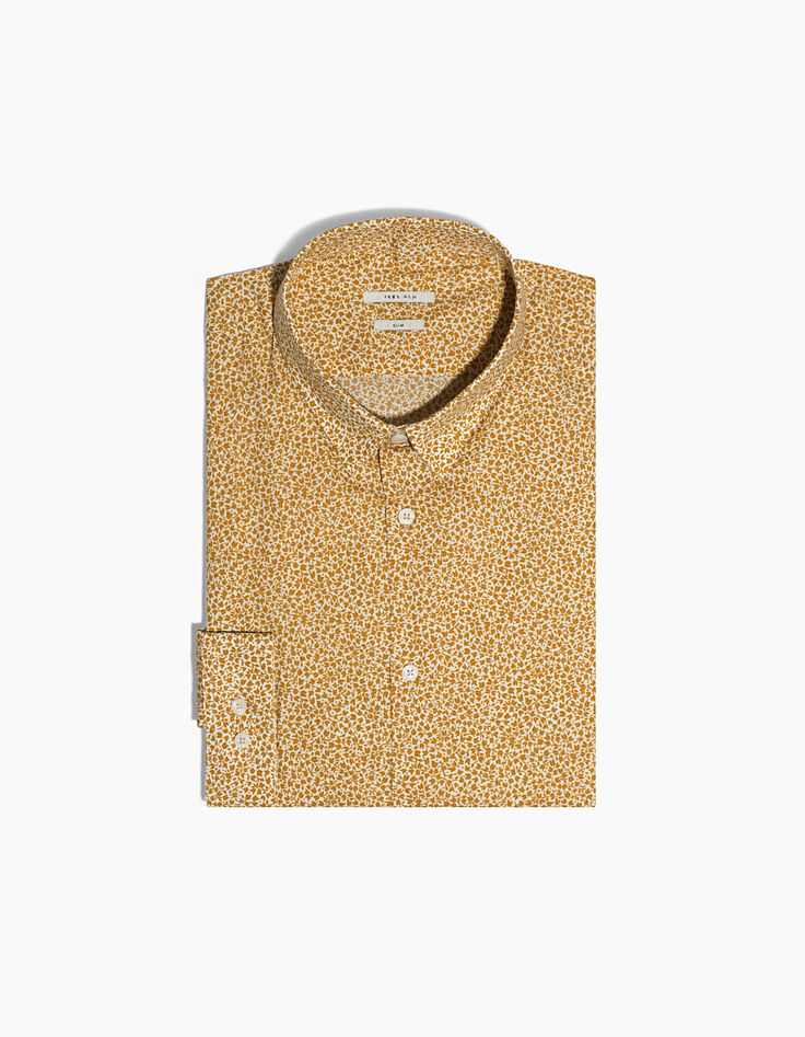 Camisa slim amarilla estampado florecitas Hombre-3