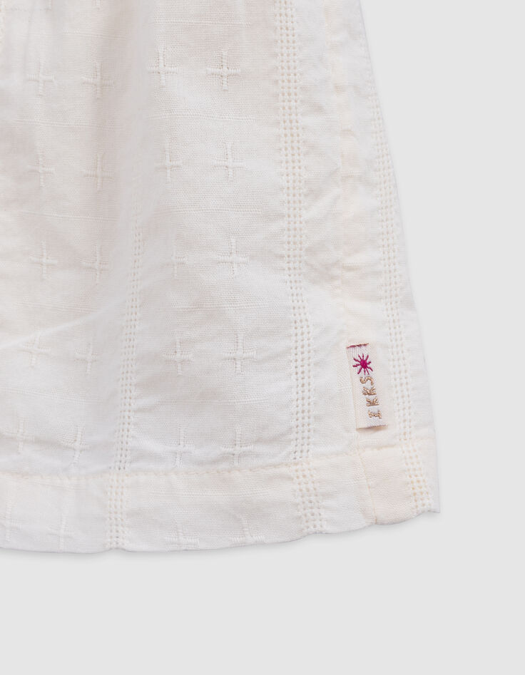 Ecru Kleid mit Stick, Windelhöschen, Babymädchen-5