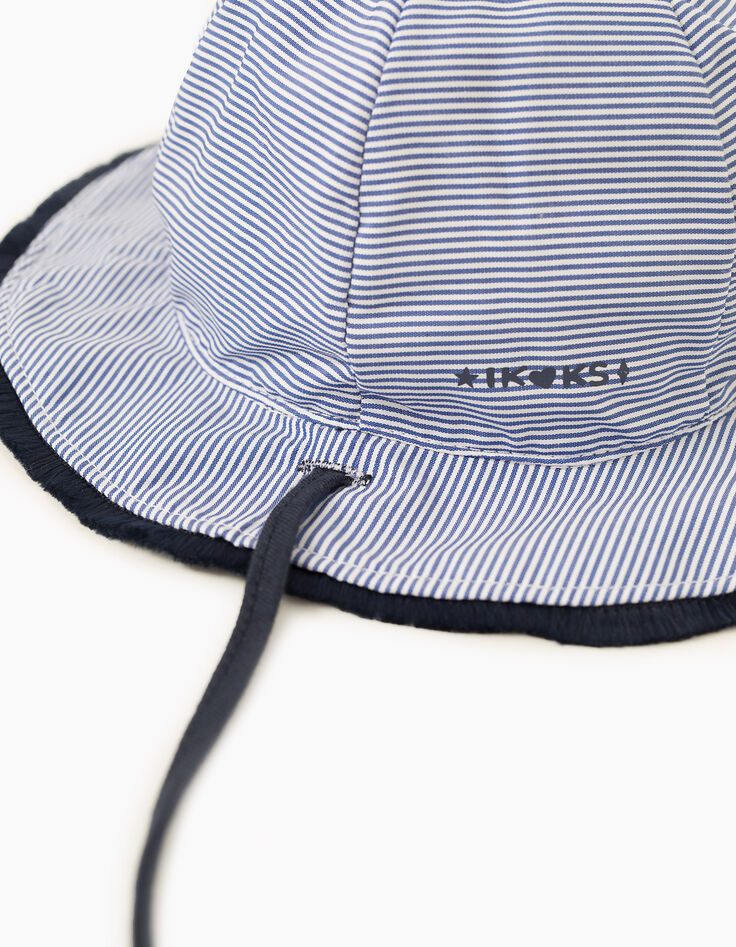 Chapeau réversible navy et rayé bébé fille-6